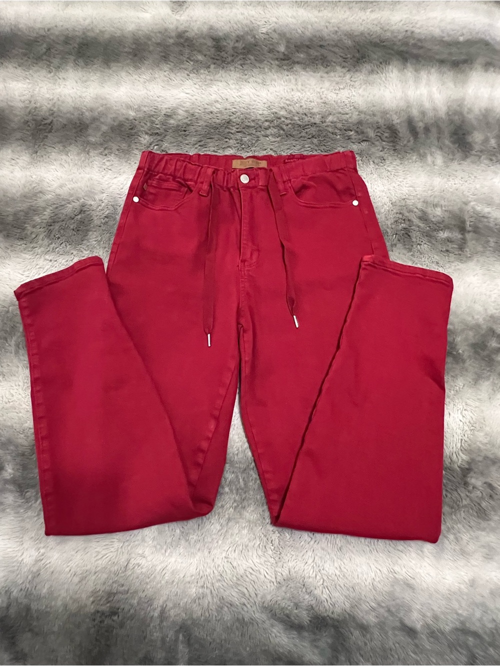 Judy Blue Deep Red Drawstring Waist Pants